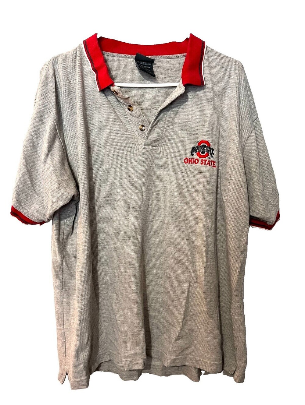 Pro Edge Ohio State Buckeyes Knit Polo Shirt Men's Large Gray VTG 90s Sportswear